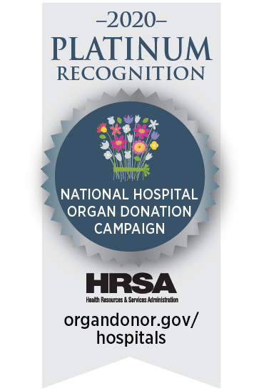 National Hospital Organ Donation Campaign 2020 Platinum Recognition badge