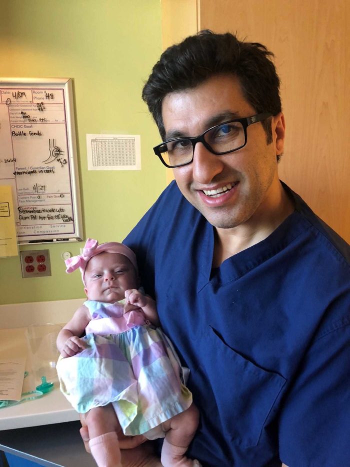 Dr. Amir Ashrafi and preemie baby, Hope