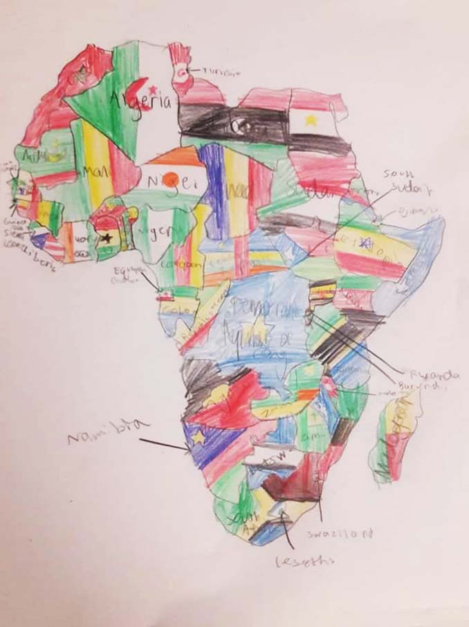 Hand drawn map of Africa by Luca Getz