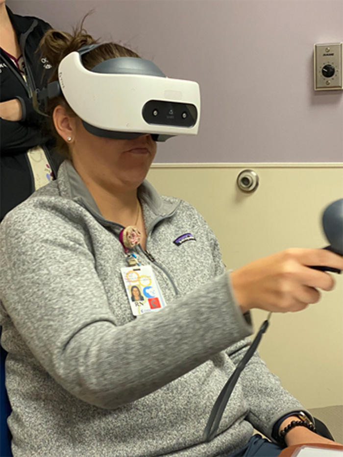 CHOC nurse uses VR device 