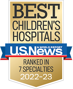 US News & World Reports badge, CHOC ranked in seven specialties