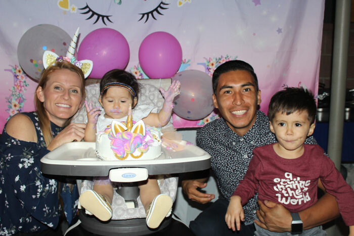 Lisa, Camila, Uziel and Leo Marcelino celebrating Camila's birthday 