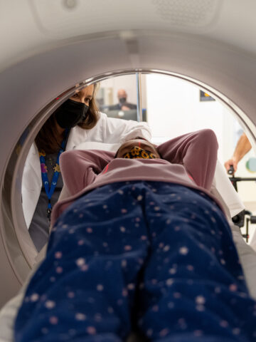 Child receives MRI in the Nuclear Medicine Department at CHOC