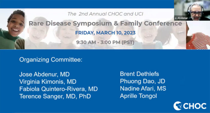 Dr. Jose Abdenur welcomes attendees to the 2nd annual CHOC and UCI Rare Disease Symposium and Family Conference 