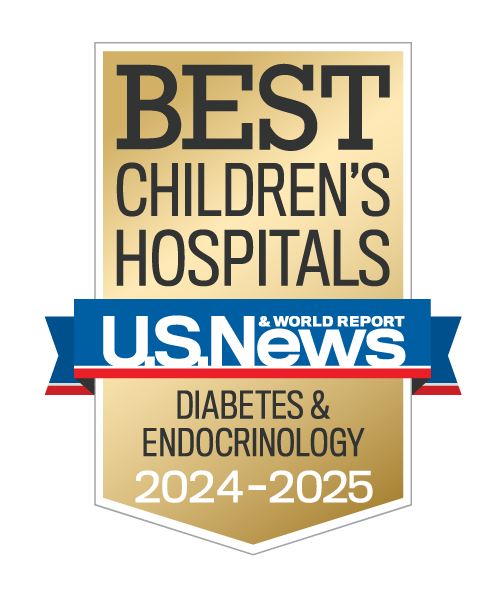 U.S. News and World Report badge 2024-25 - CHOC ranks as best hospital for diabetes and endocrinology